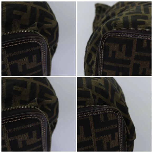 FENDI Zucca Canvas Tote Bag Black Brown Auth ep4488 - Picture 14 of 16